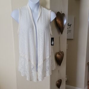 STYLE & CO Vest Lace Design Ivory Color Size XL NWT